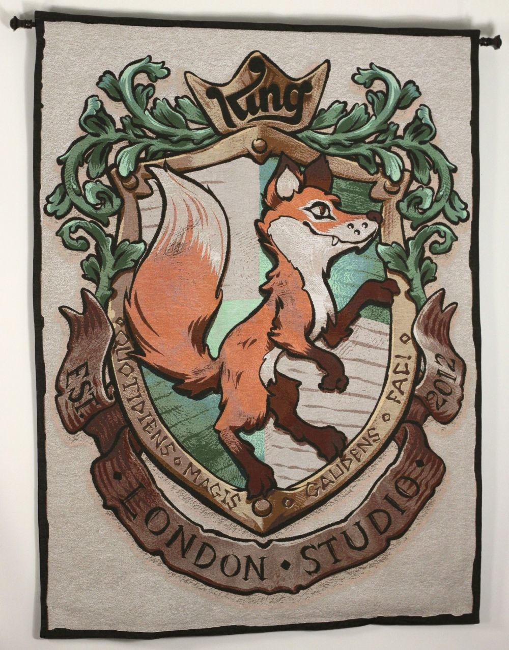 Fox heraldic woven tapestry