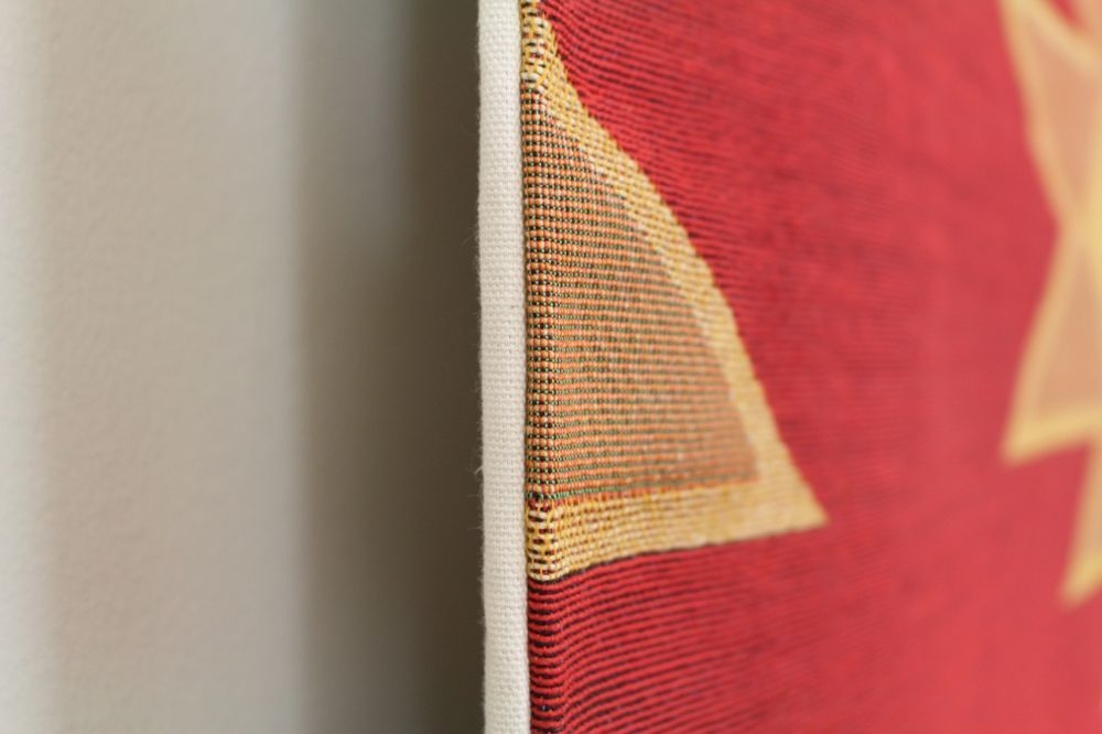 Close-up of Geometric woven tapestry
