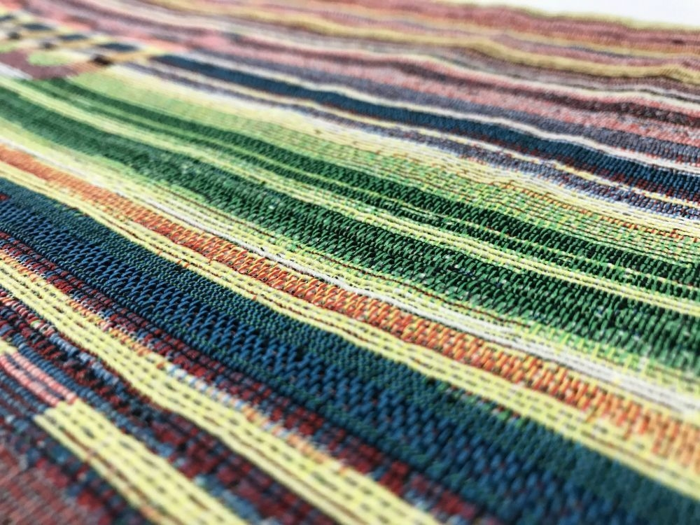 Close-up of colorful woven fabric