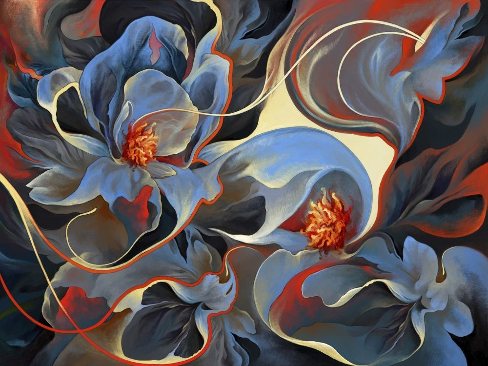 Vibrant abstract floral artwork