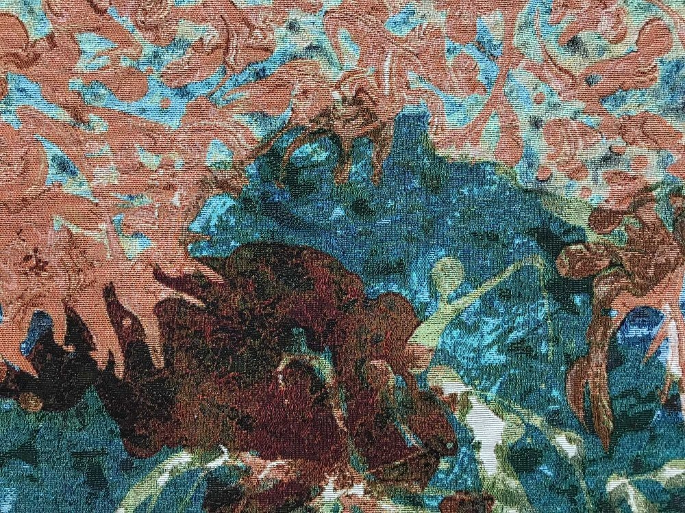Abstract woven textile with rich textures