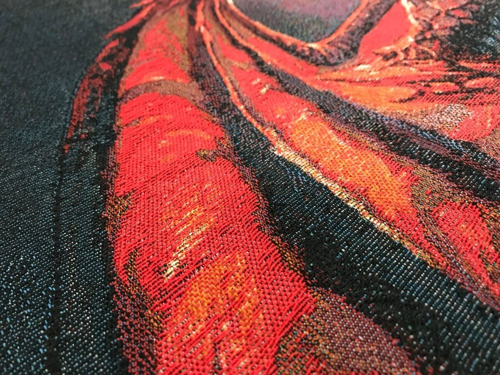 Close-up of red woven textile