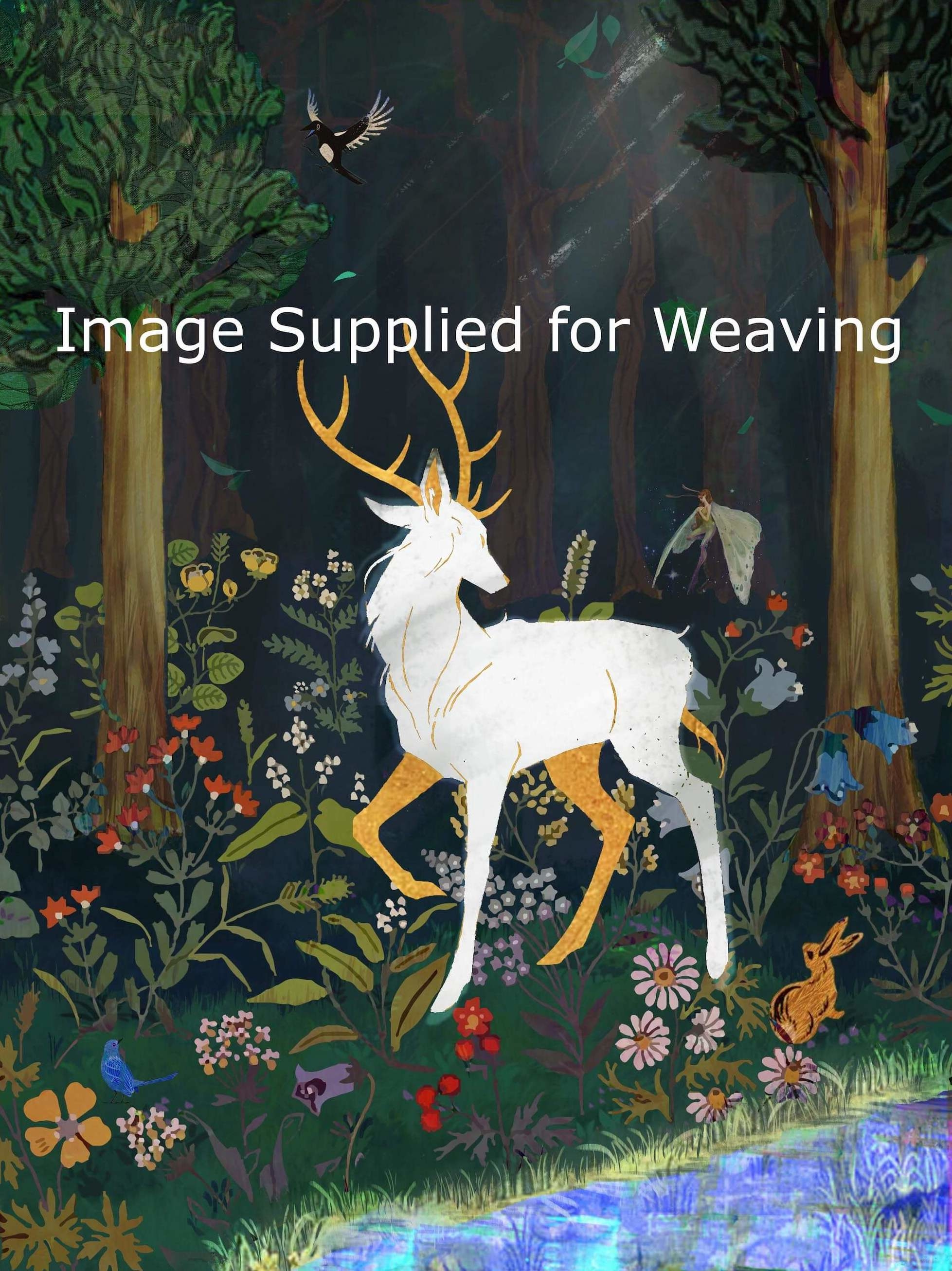 Enchanted forest deer tapestry