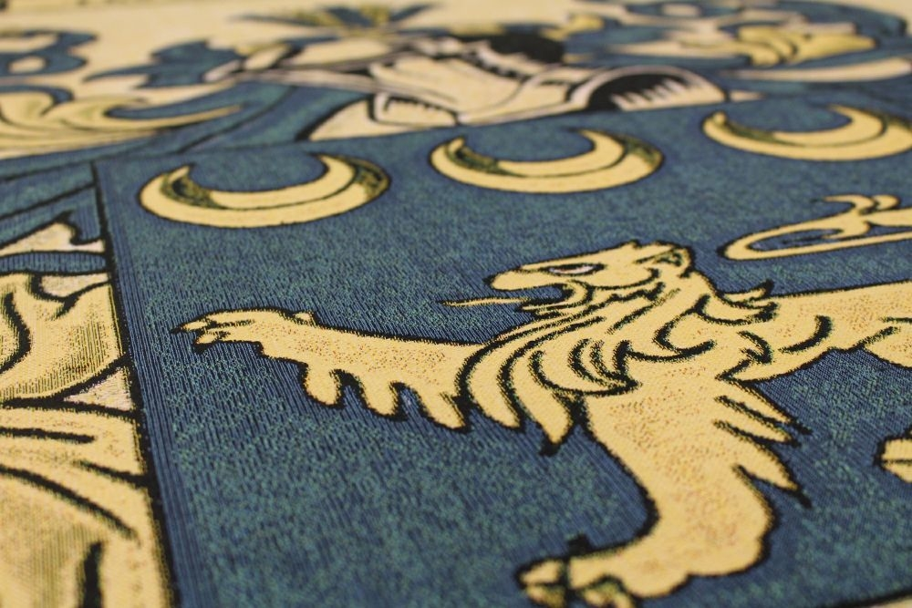 Lion emblem woven texture