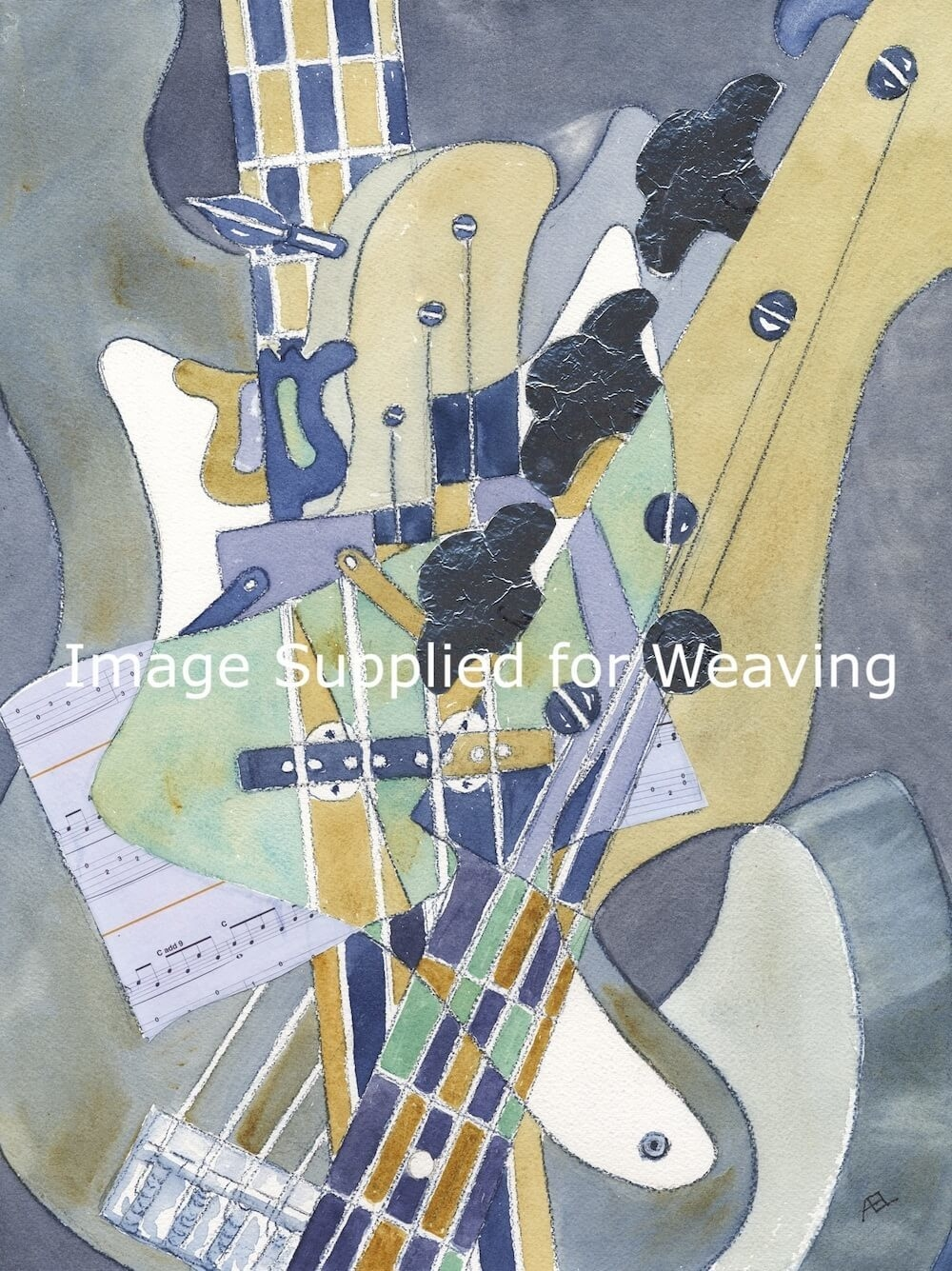 Abstract cubist guitar artwork
