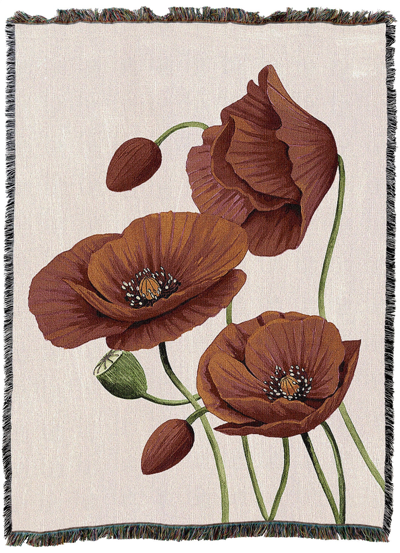 Soft Coral Poppies Throw Quality Tapestries Inc.