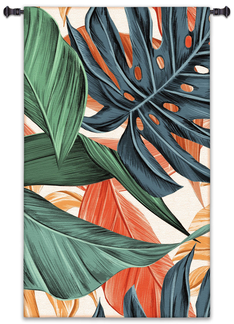 Tropical Leaves Vertical Wall Tapestry