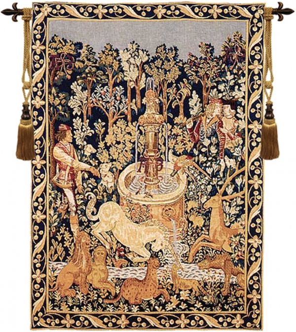 Hunt of the Unicorn at the Fountain French Wall Tapestry