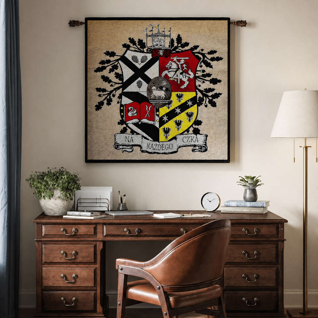 Family Crest Tapestry Hanging on the Wall