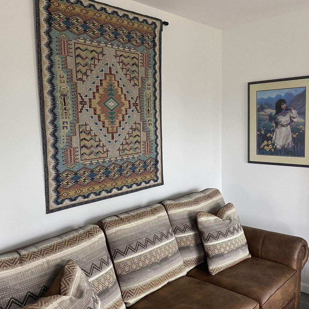Southwest Turquoise Blue Wall Tapestry