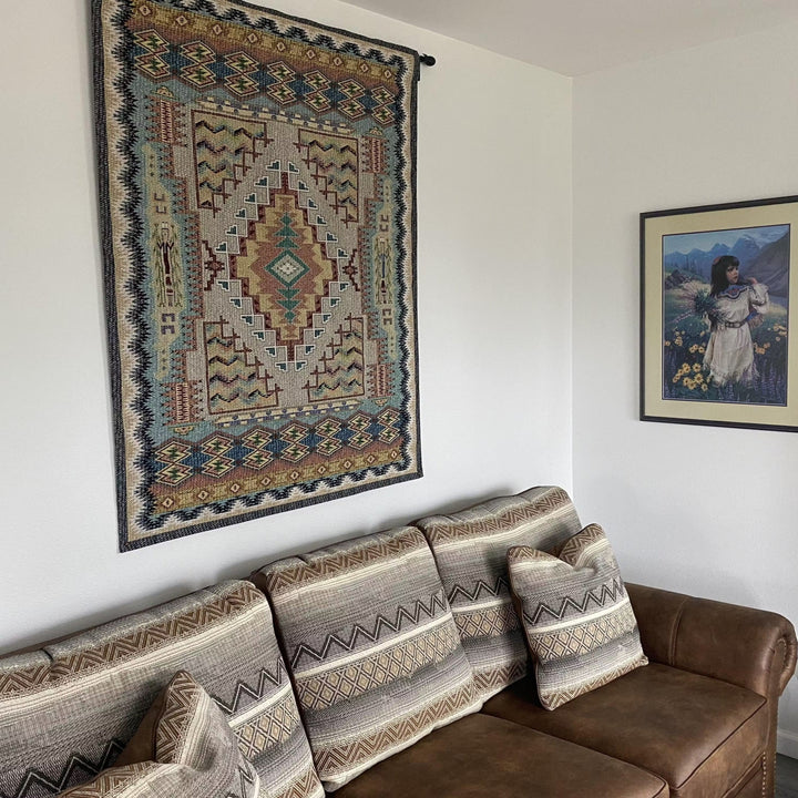 Southwest Turquoise Blue Wall Tapestry