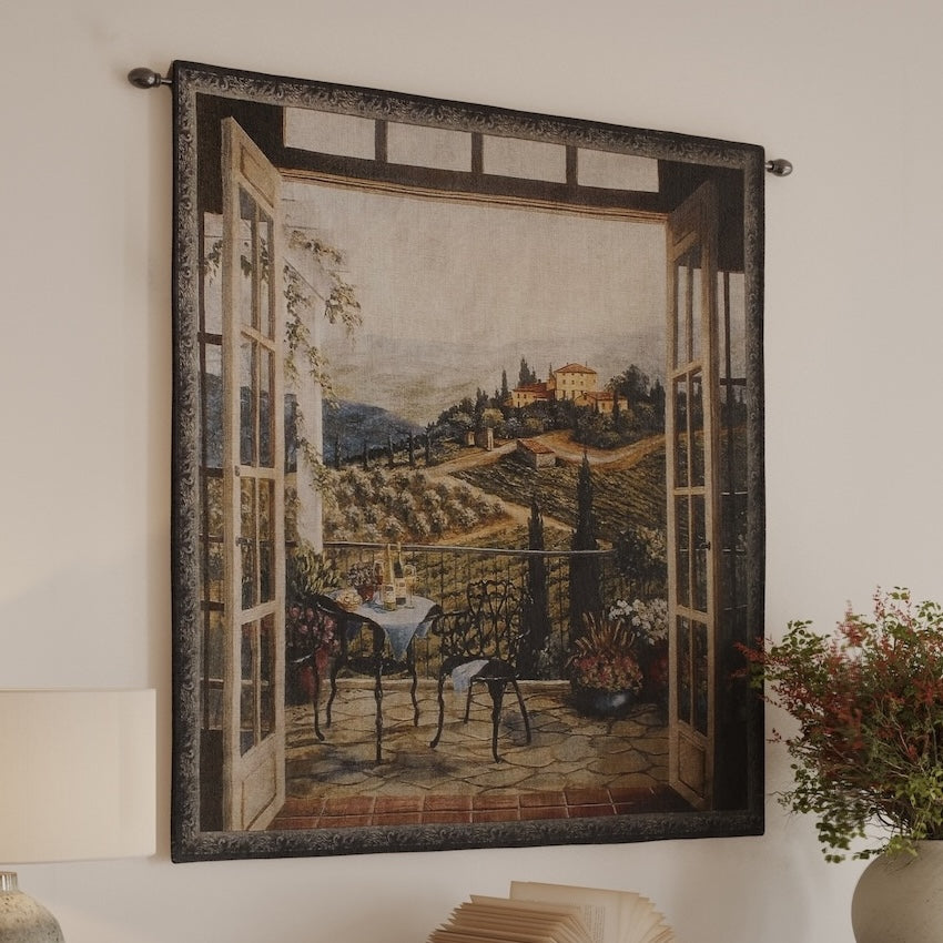 Balcony View of the Villa Wall Tapestry