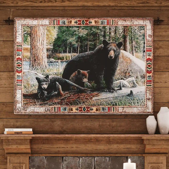 Mother Bear & Cubs Wall Tapestry