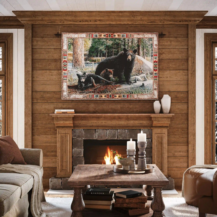 Mother Bear & Cubs Wall Tapestry