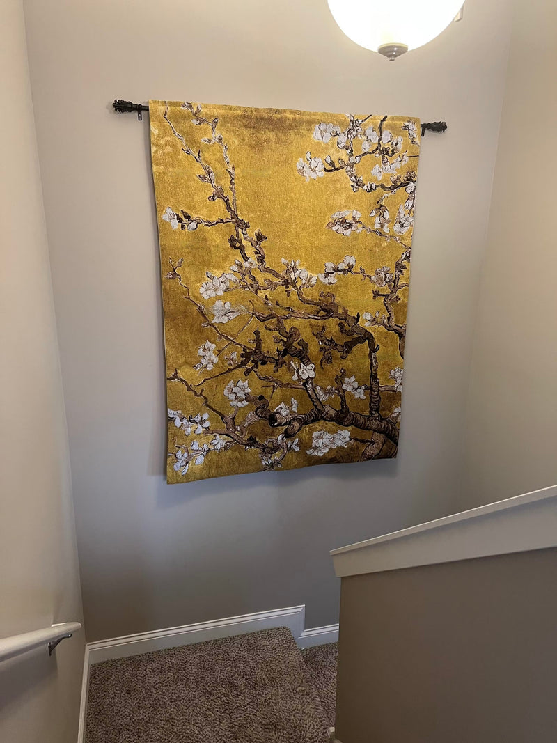 Almond Blossom Yellow Vertical Wall Tapestry