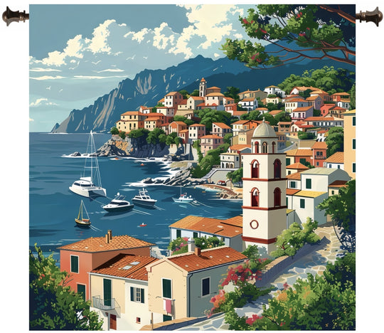 CLEARANCE - Coastal Italian Village Wall Tapestry