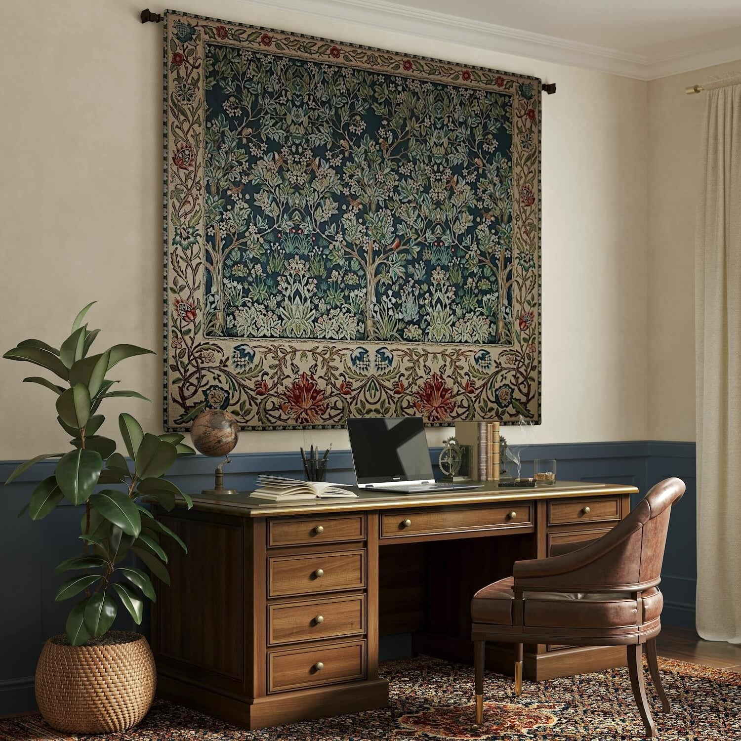 Tree of Life Horizontal Tapestry |William Morris Belgian Art