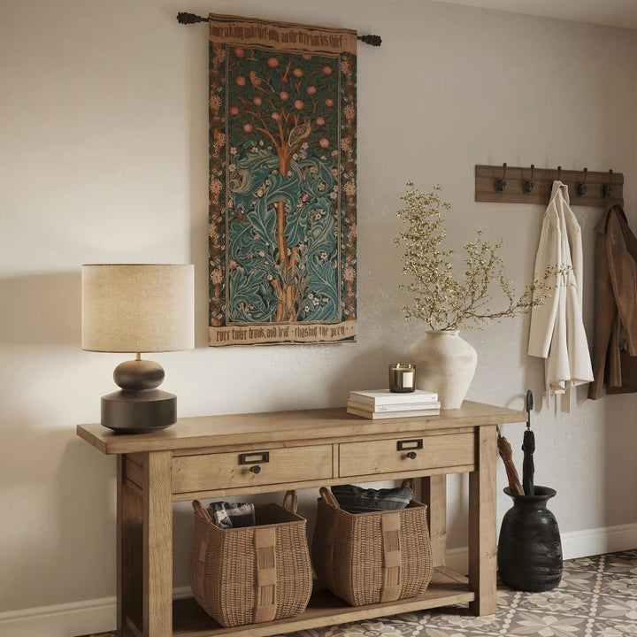 Woodpecker with Verse French Wall Tapestry