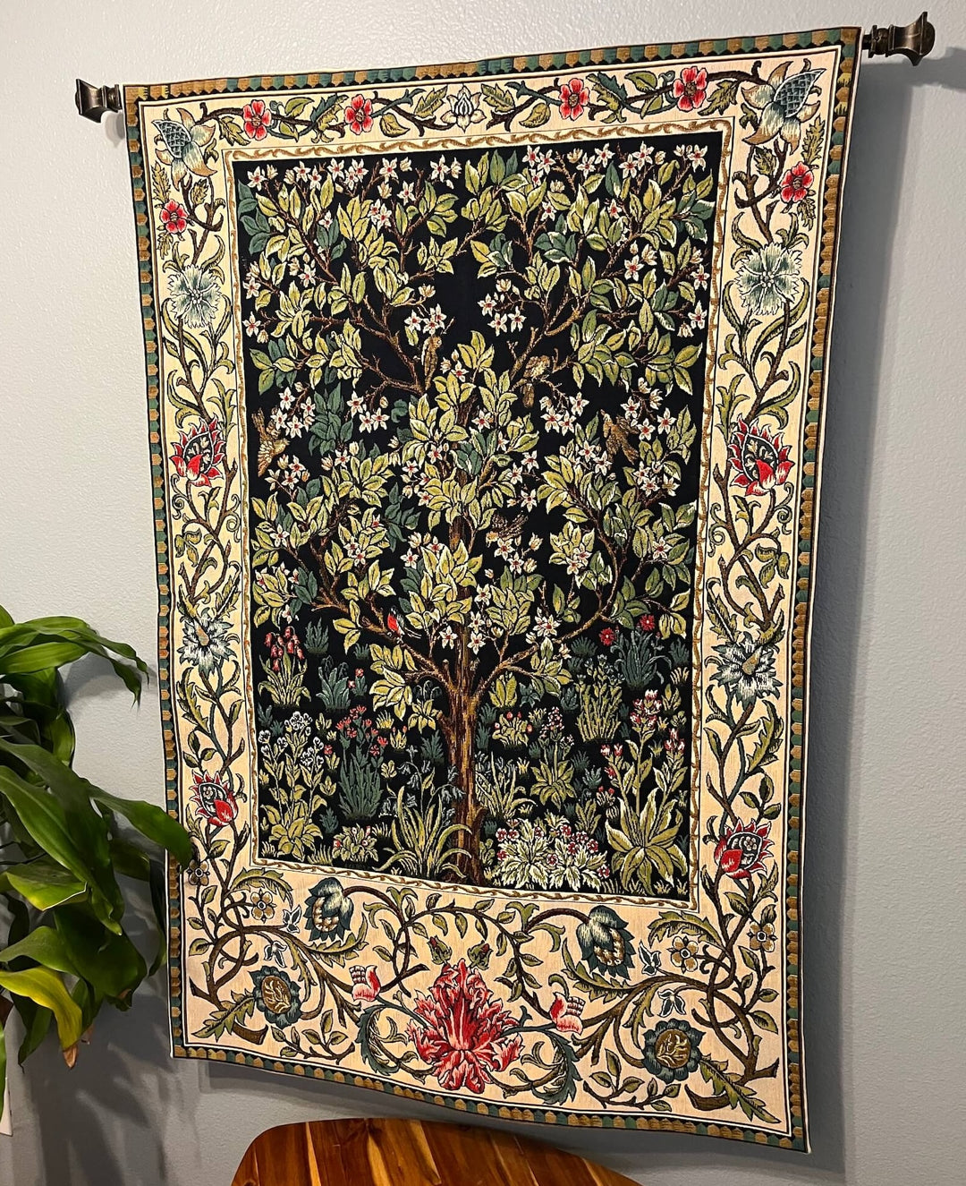Tree of Life Green William Morris Belgian Wall Tapestry