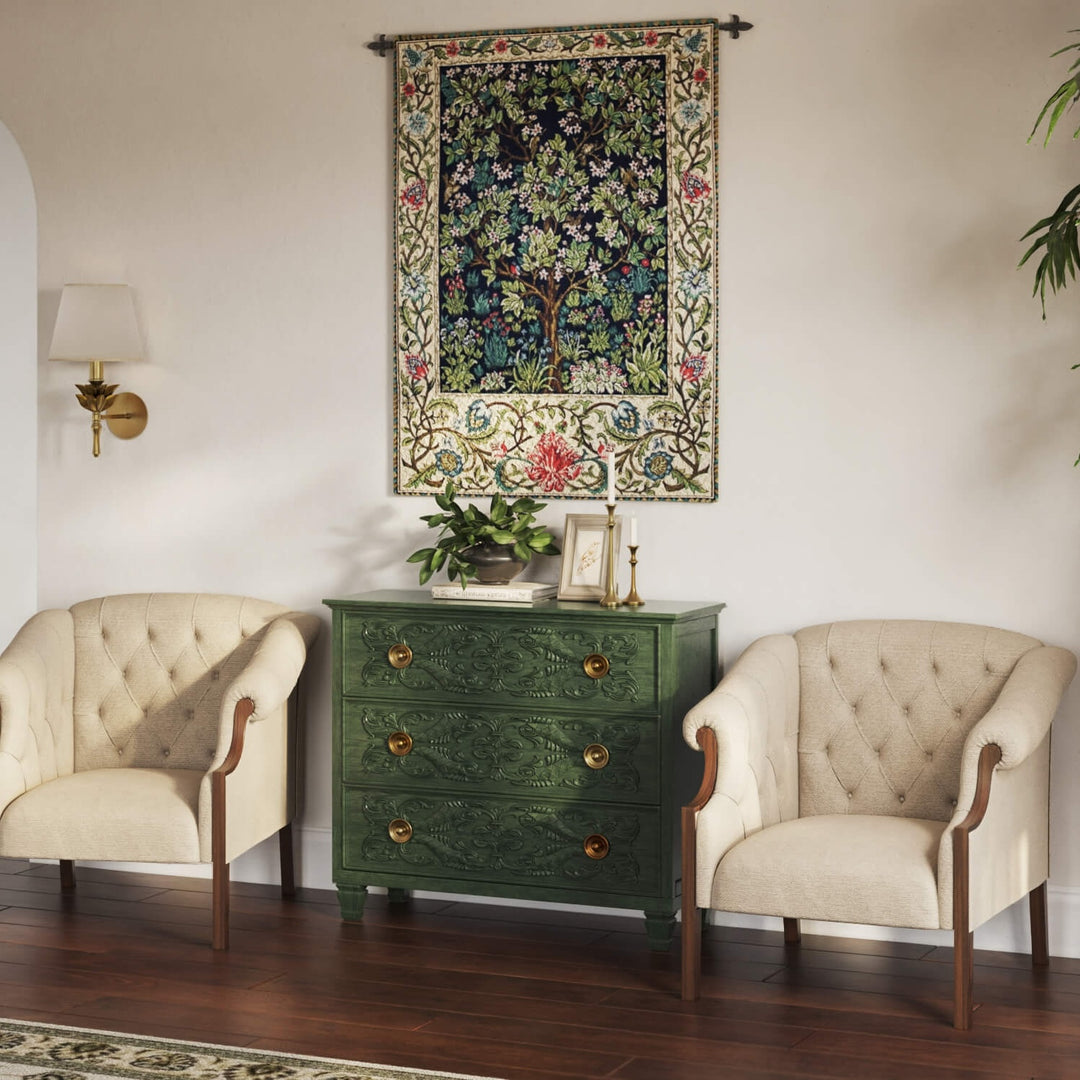 Tree of Life Green William Morris Belgian Wall Tapestry