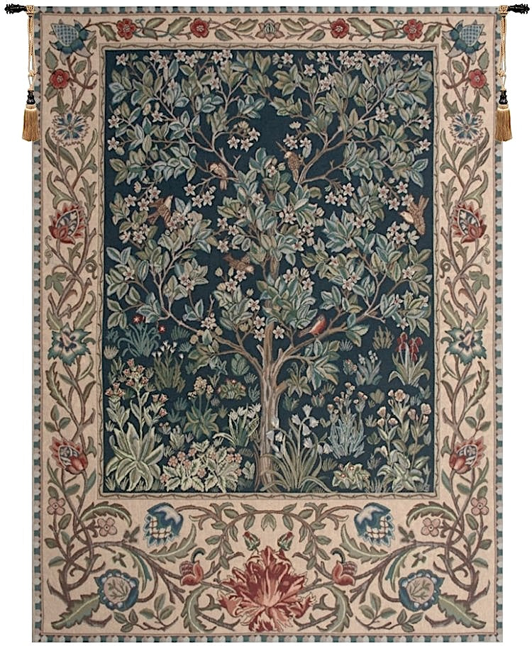 Tree of Life Blue William Morris Belgian Wall Tapestry