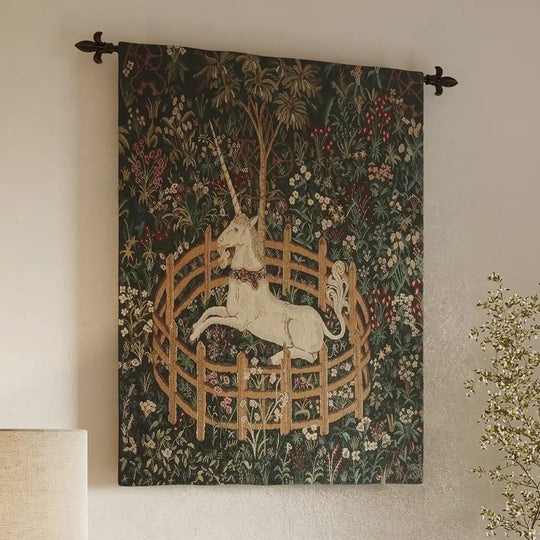 Unicorn In Captivity II Belgian Wall Tapestry