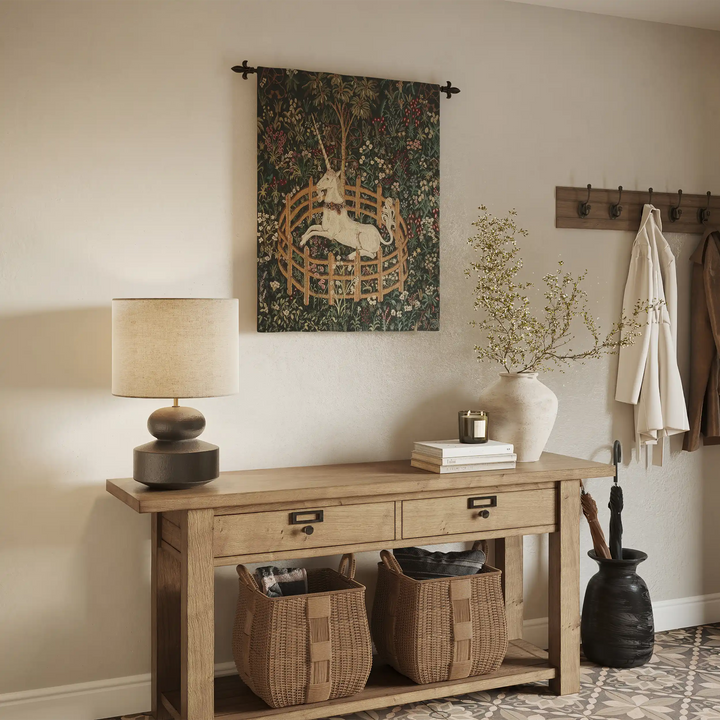 Unicorn In Captivity II Belgian Wall Tapestry