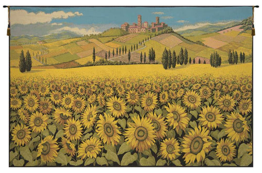 Tuscan Sunflower Landscape Italian Wall Tapestry