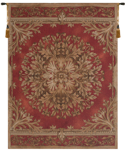 Les Rosaces in Red French Wall Tapestry