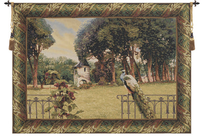 Peacock Manor with Acanthe Border Belgian Wall Tapestry
