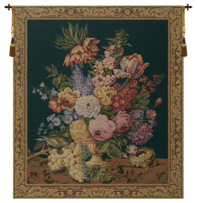 Brussels Bouquet Green I European Wall Tapestry