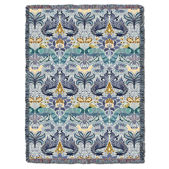 William Morris Dragon And Peacock Indigo XL Throw