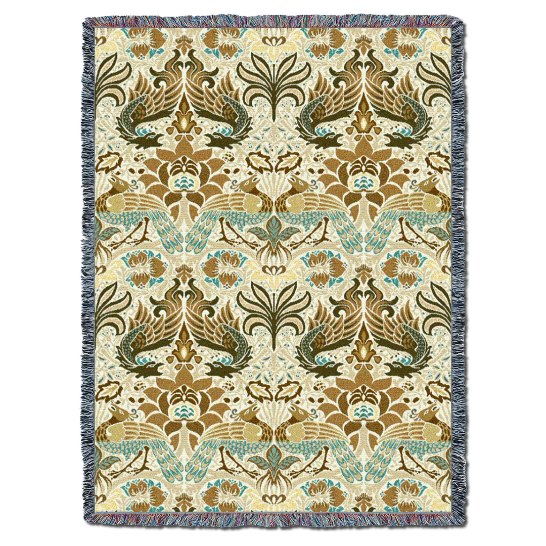 William Morris Dragon And Peacock Bisque XL Throw