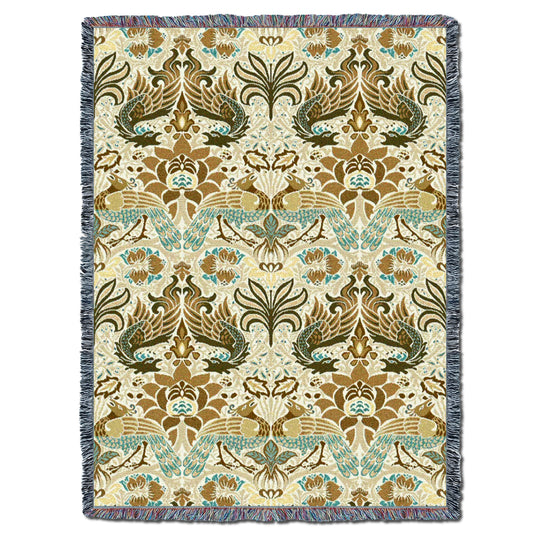 William Morris Dragon And Peacock Bisque XL Throw