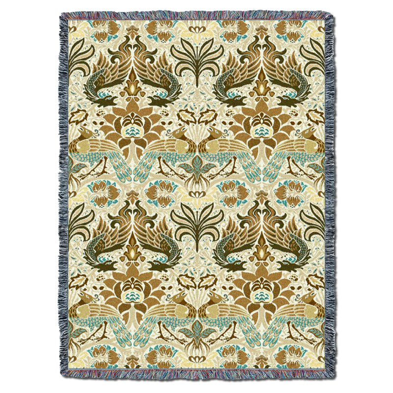 William Morris Dragon And Peacock Bisque XL Throw