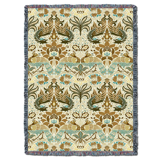 William Morris Dragon And Peacock Bisque Throw