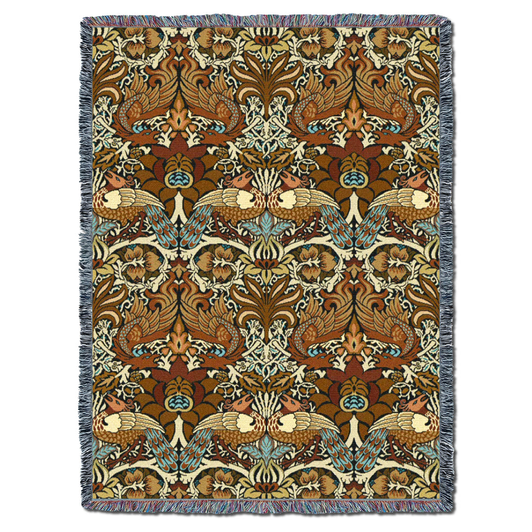 William Morris Dragon And Peacock Sienna XL Throw