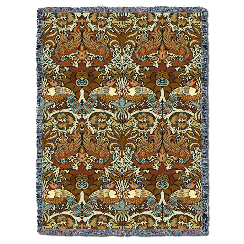 William Morris Dragon And Peacock Sienna XL Throw