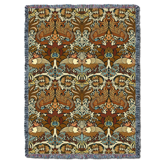 William Morris Dragon And Peacock Sienna Throw