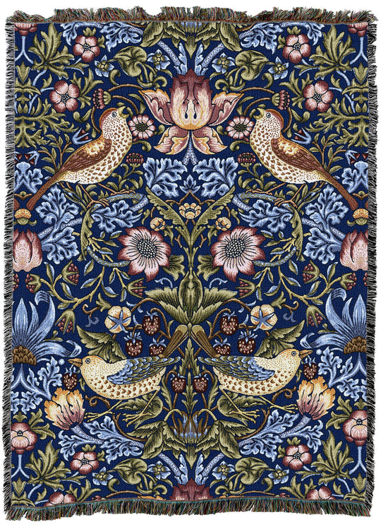 William Morris Strawberry Thief Indigo Throw