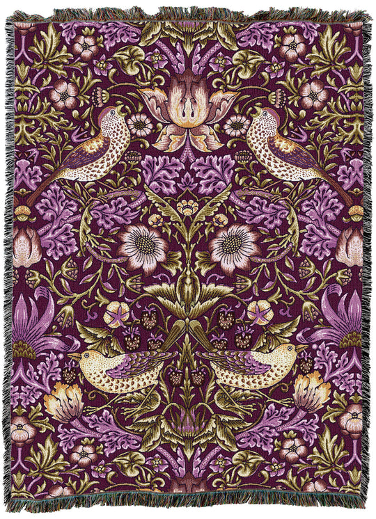 William Morris Strawberry Thief Plum XL Throw