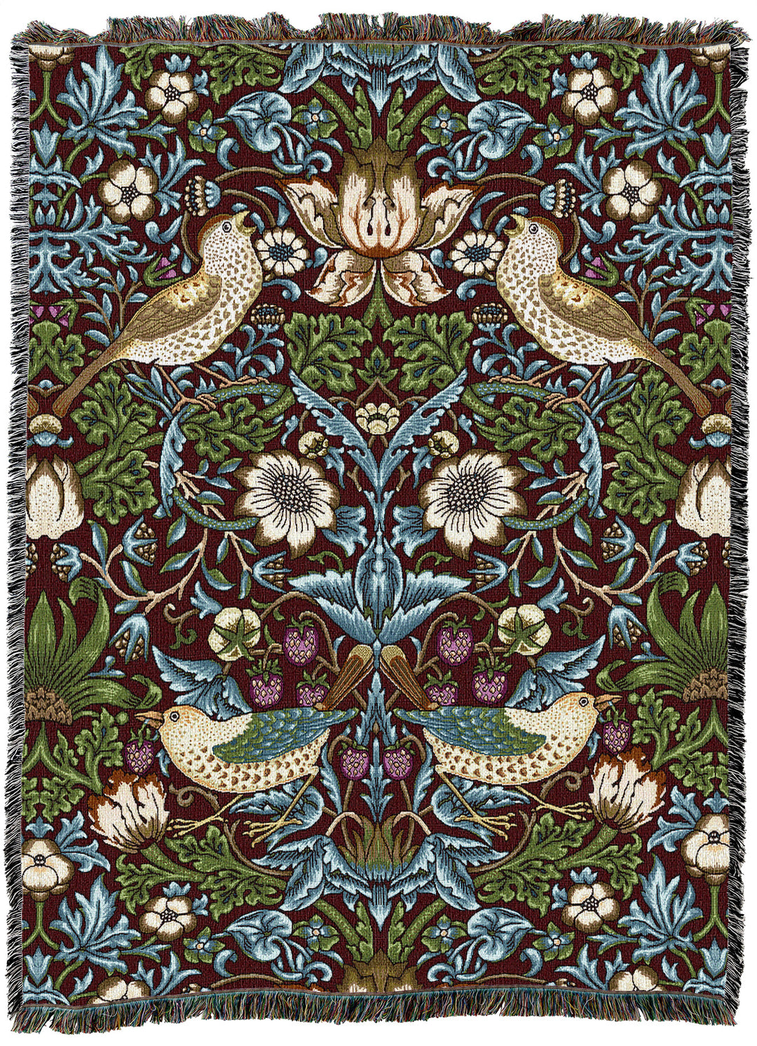 William Morris Strawberry Thief Scarlet XL Throw