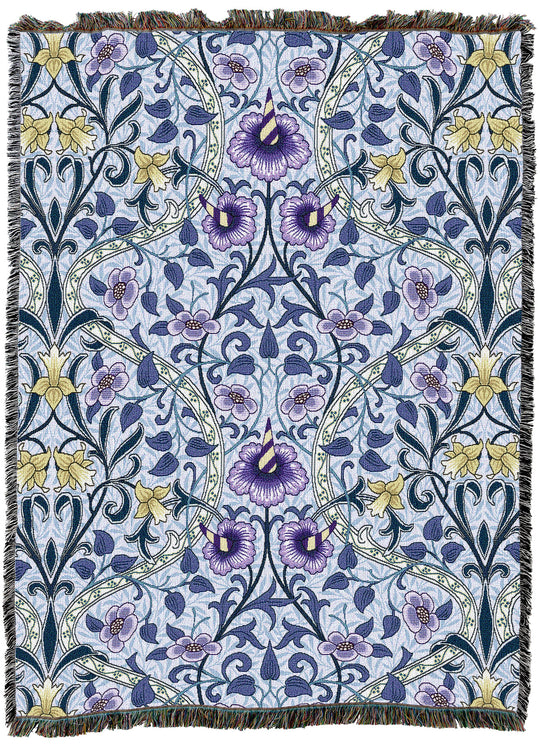 William Morris Daffodil Denim Throw