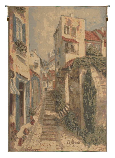 French Town Steps European Wall Tapestry