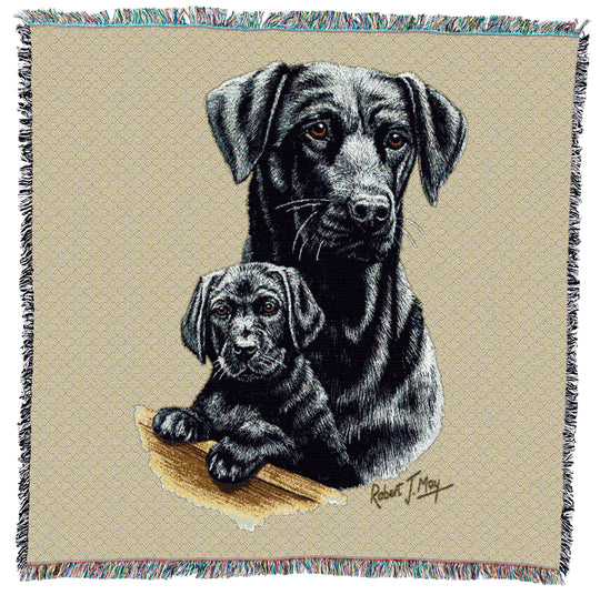 Labrador Retriever with Puppy Black Small Throw