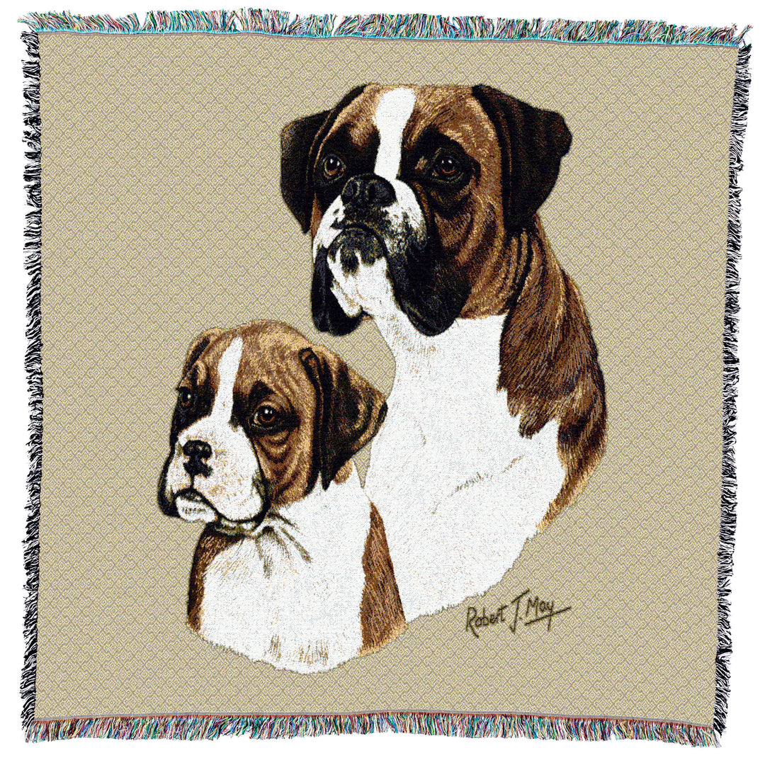 Boxer with Puppy Small Throw