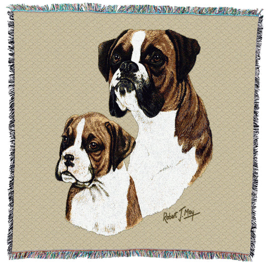 Boxer with Puppy Small Throw