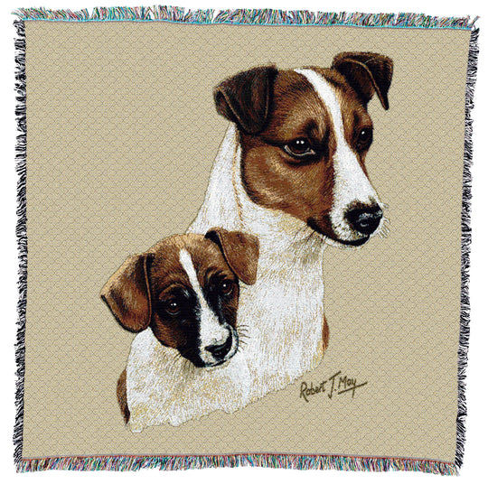 Jack Russell Terrier with Puppy Small Throw