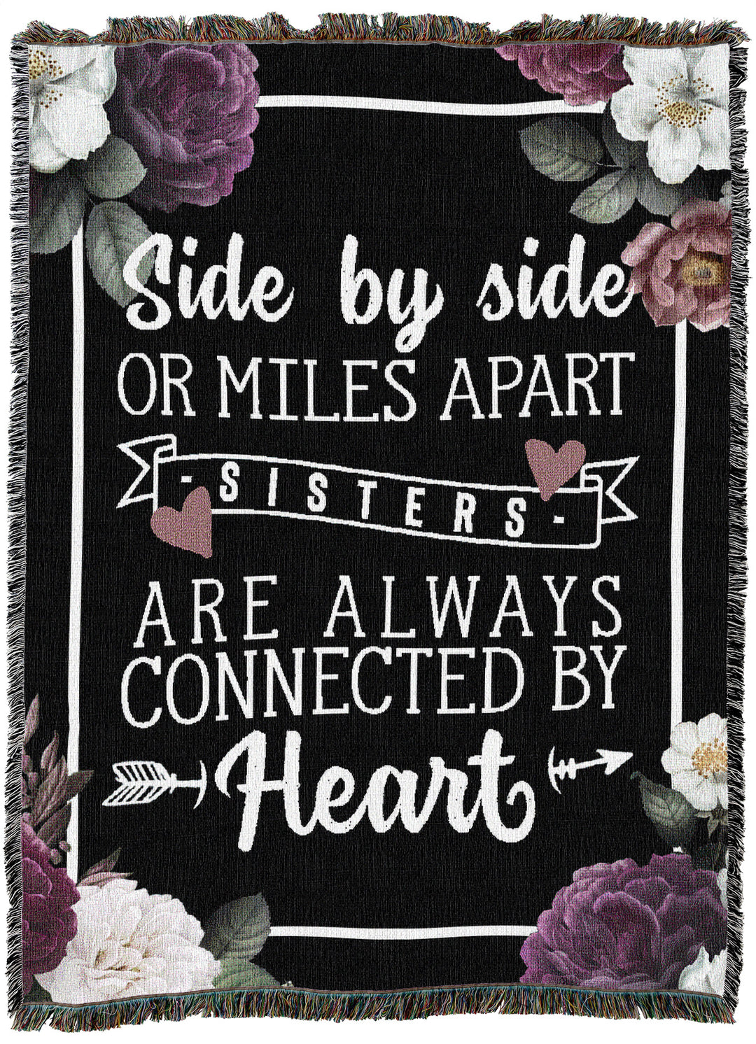 Side By Side Sisters Floral Frame Throw