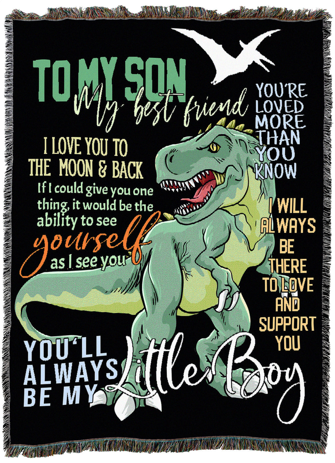 To My Son Colorful Dino Throw